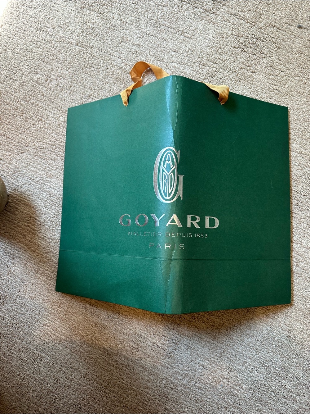 Goyard Green Shopping Bag with Gold Ribbon Handles